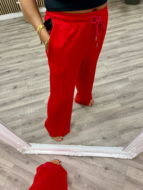 Wide Leg Seam Jogger (std) - Red