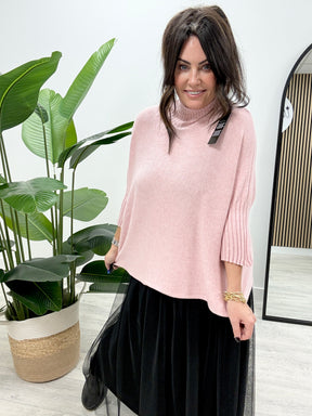 Crop Sleeve Knit - Blush