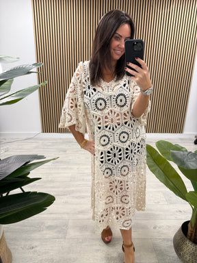 Ibiza Crochet Dress  - Cream