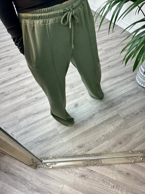 Wide Leg Seam Jogger (Plus)  - Khaki