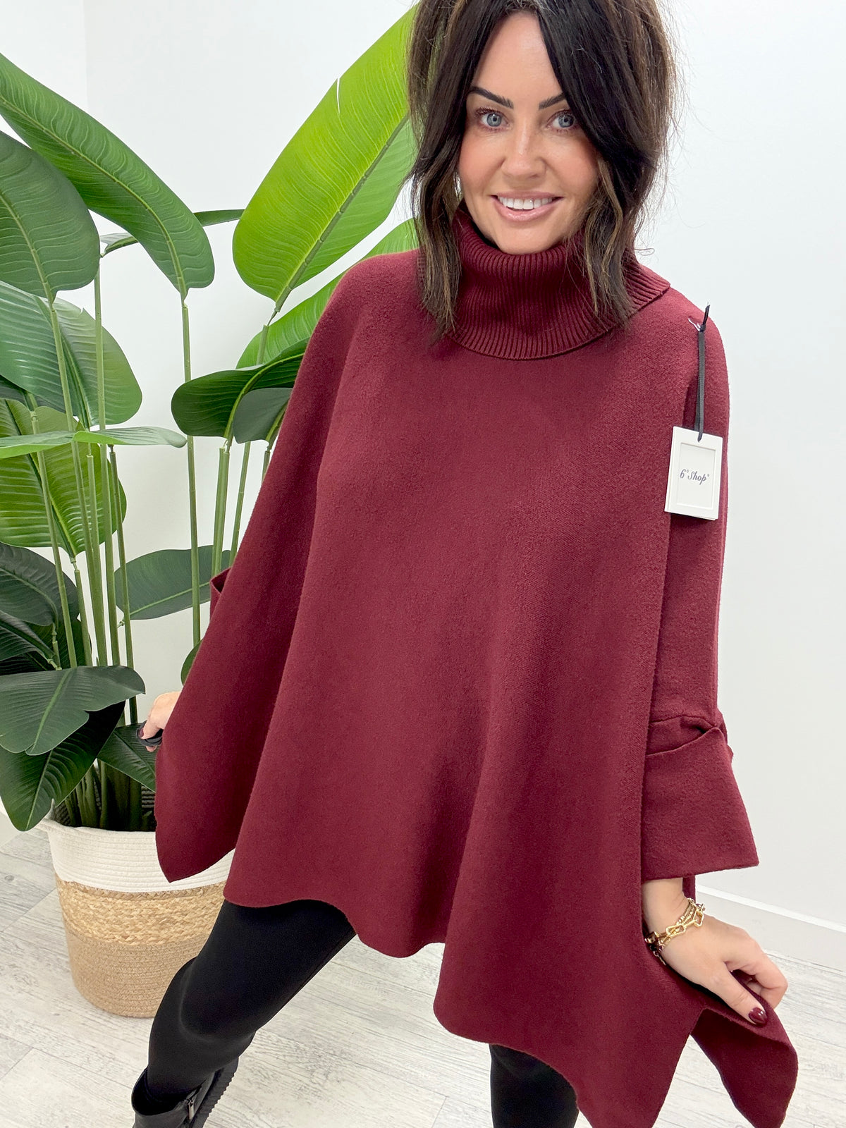 The Deluxe Kensington Crop Sleeve Knit - Deep Mulberry