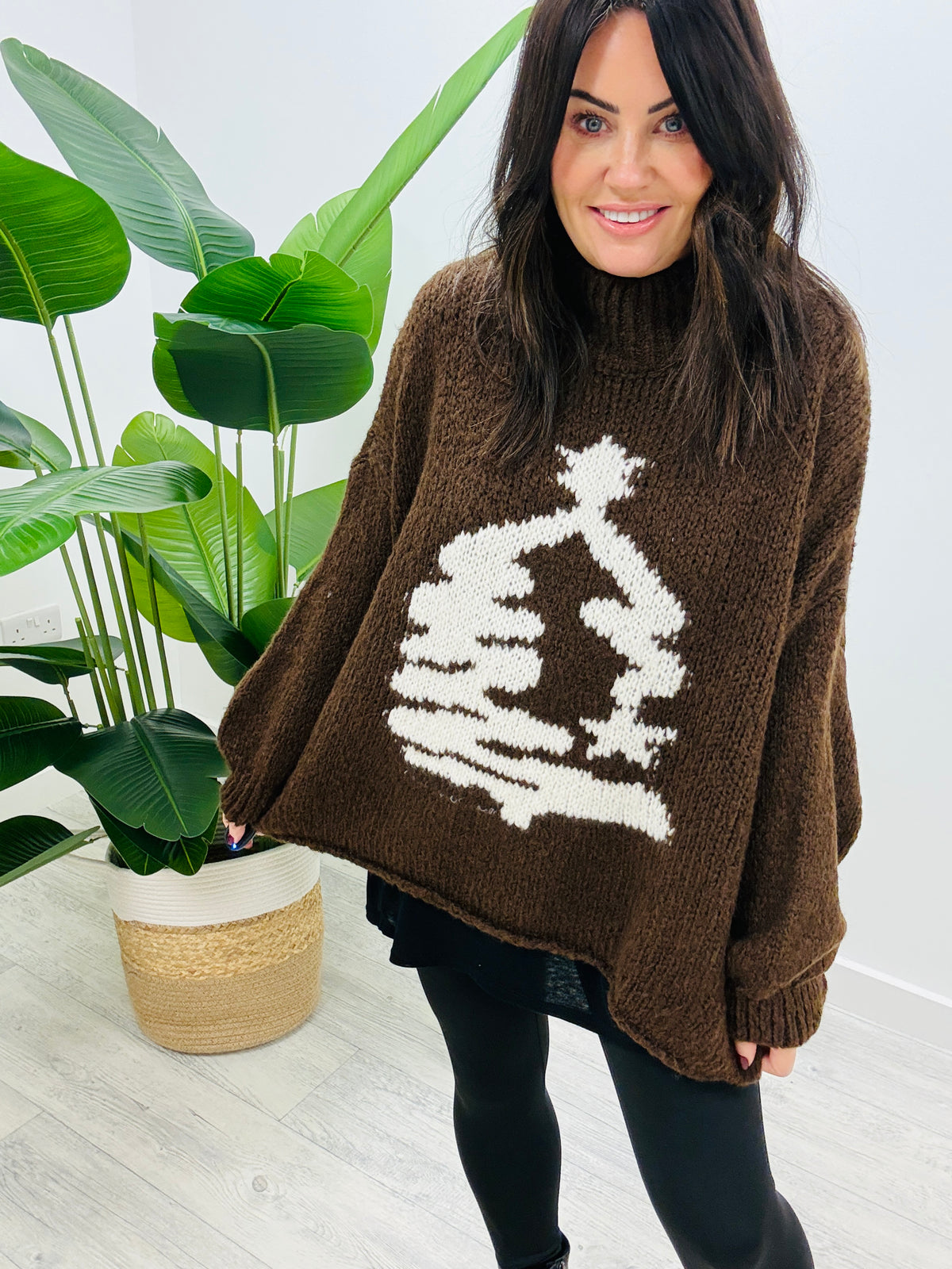 The Rustic Xmas Tree Jumper - Chocolate