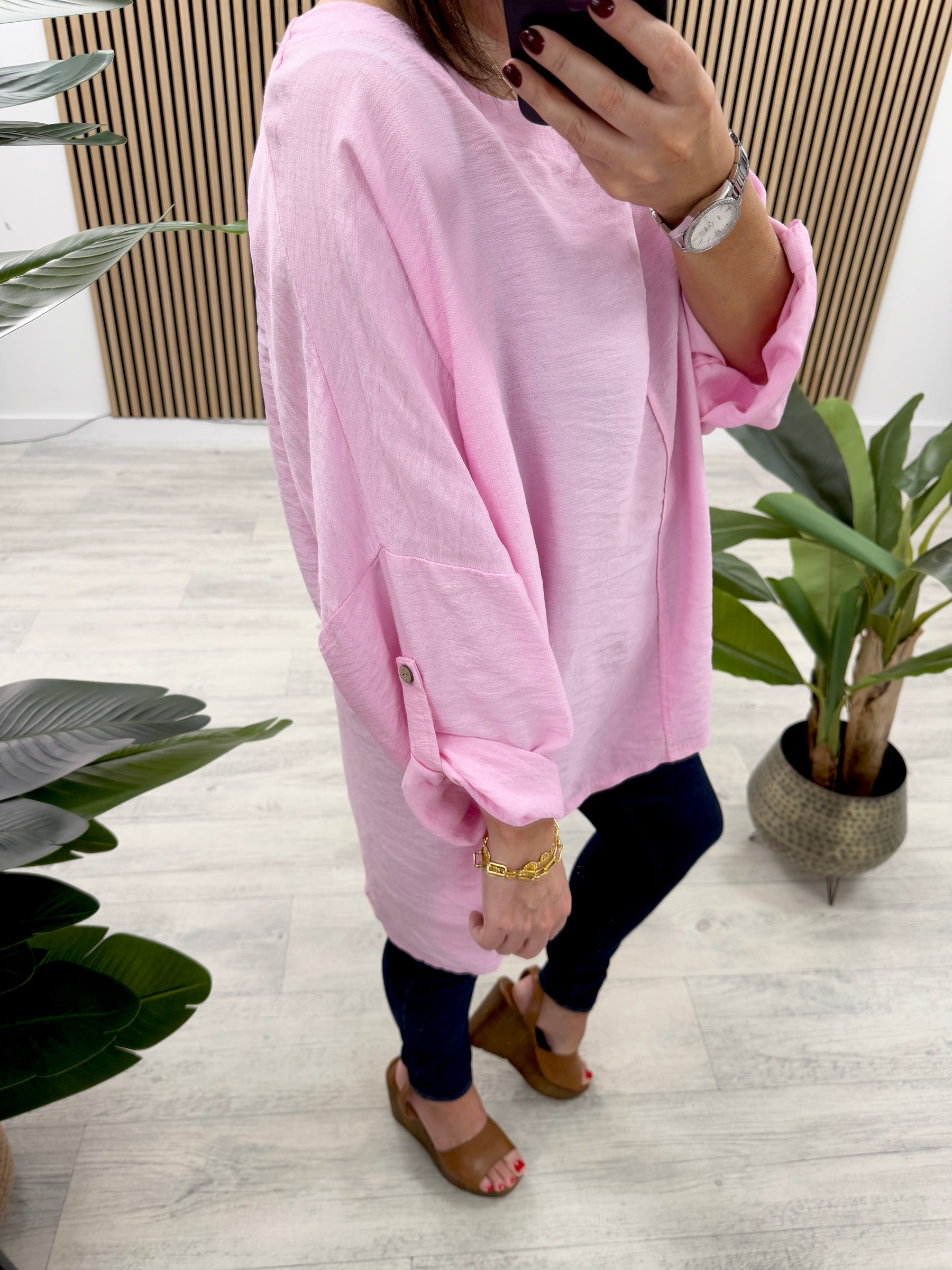 Siena Button Pocket Tunic - Pink