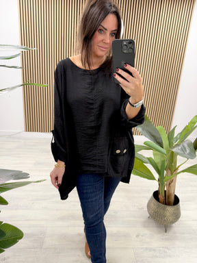 Siena Button Pocket Tunic - Black