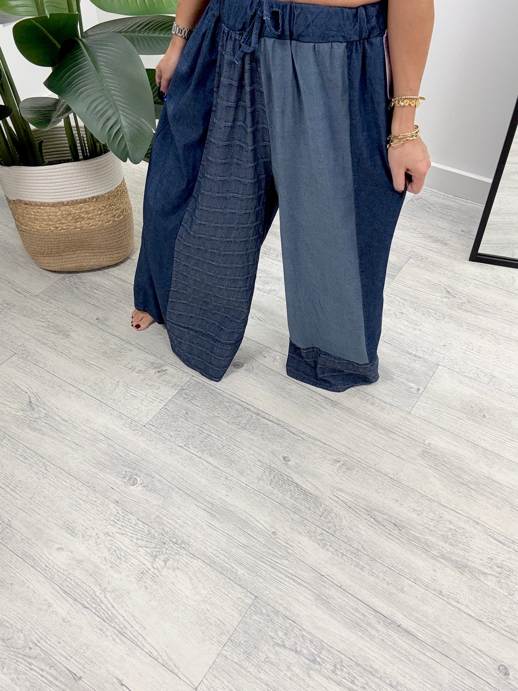 Denim Heaven Pattern Wide Leg Trouser