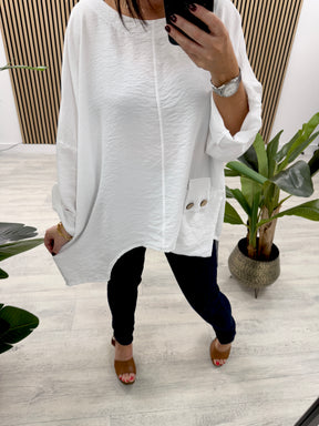 Siena Button Pocket Tunic - White