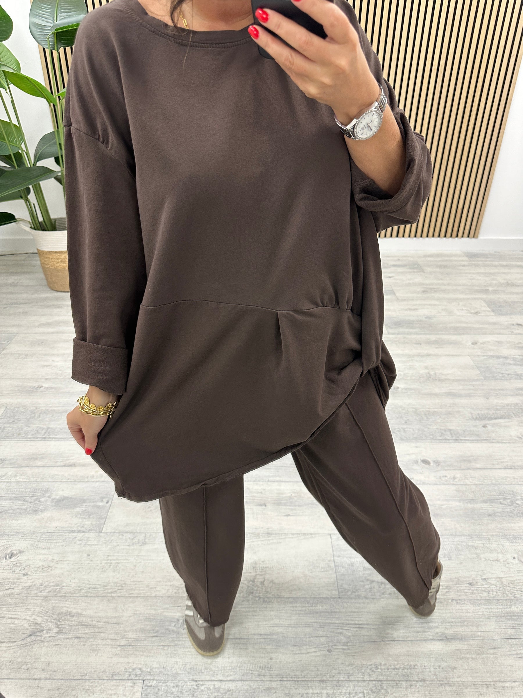 The New Jersey Mayfair Side Loop Tunic - Chocolate