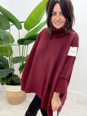 The Deluxe Kensington Crop Sleeve Knit - Deep Mulberry