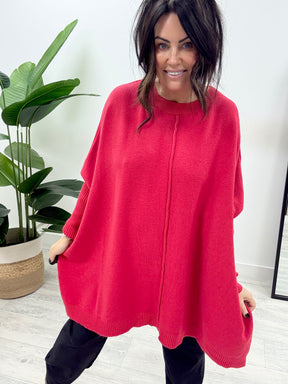 The Round Neck Esme Soft Knit - Red