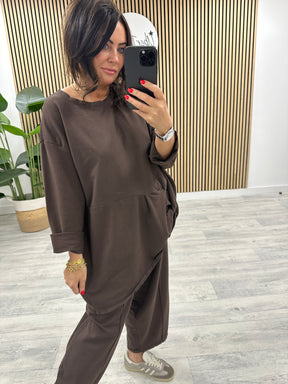 The New Jersey Mayfair Side Loop Tunic - Chocolate