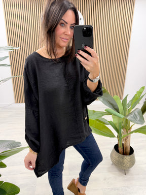 Siena Button Pocket Tunic - Black