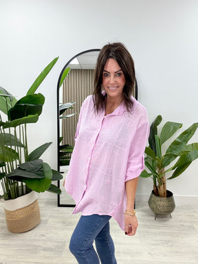 The Valencia Embroidered Shirt - Pink