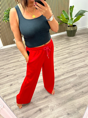 Wide Leg Seam Jogger (std) - Red