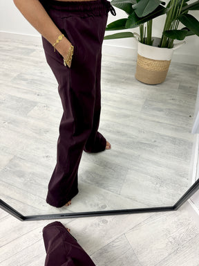 Deluxe Magic Wide Leg Trouser - Wine   (sized)