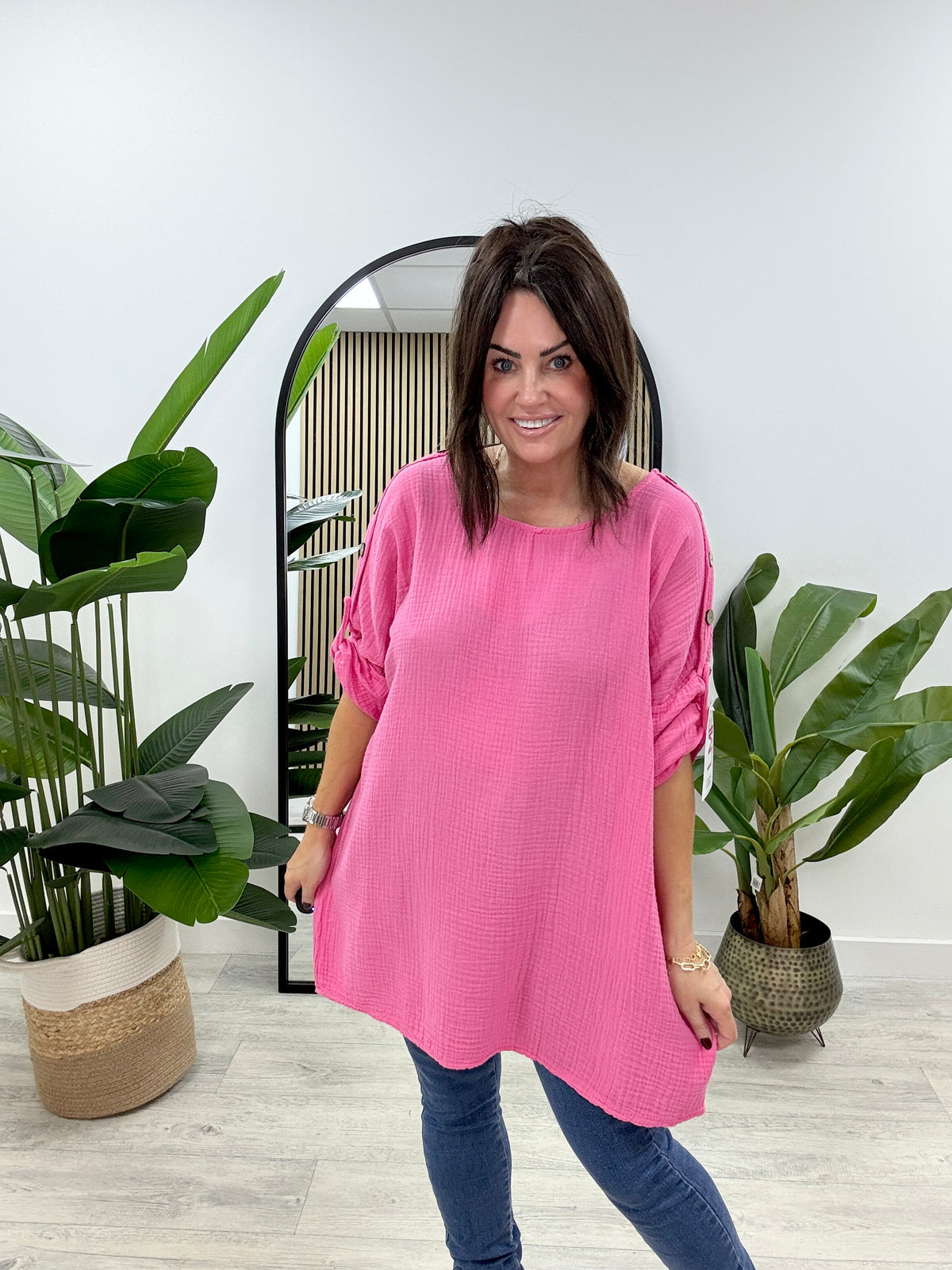 The Valencia Button Top - PInk