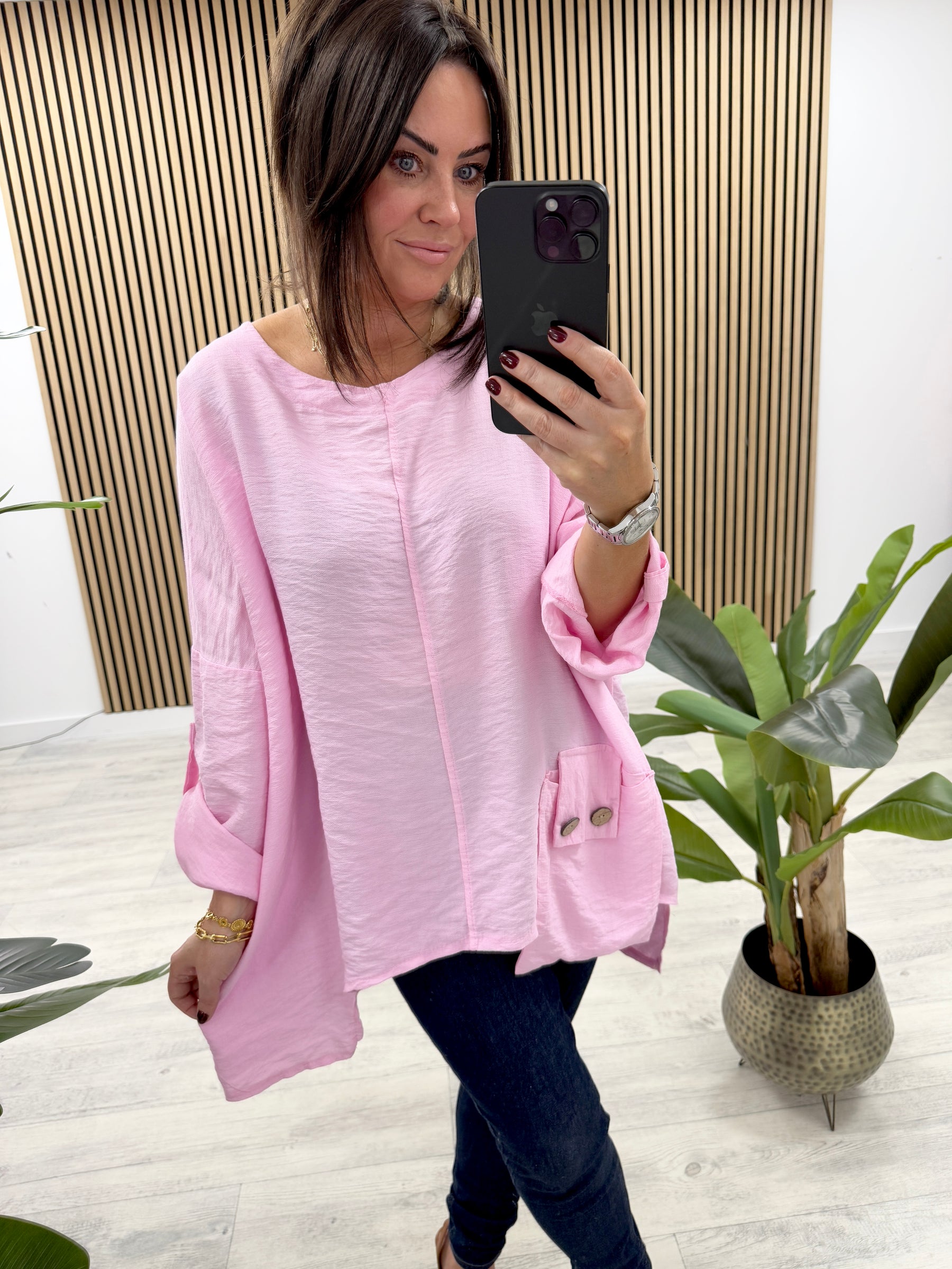 Siena Button Pocket Tunic - Pink