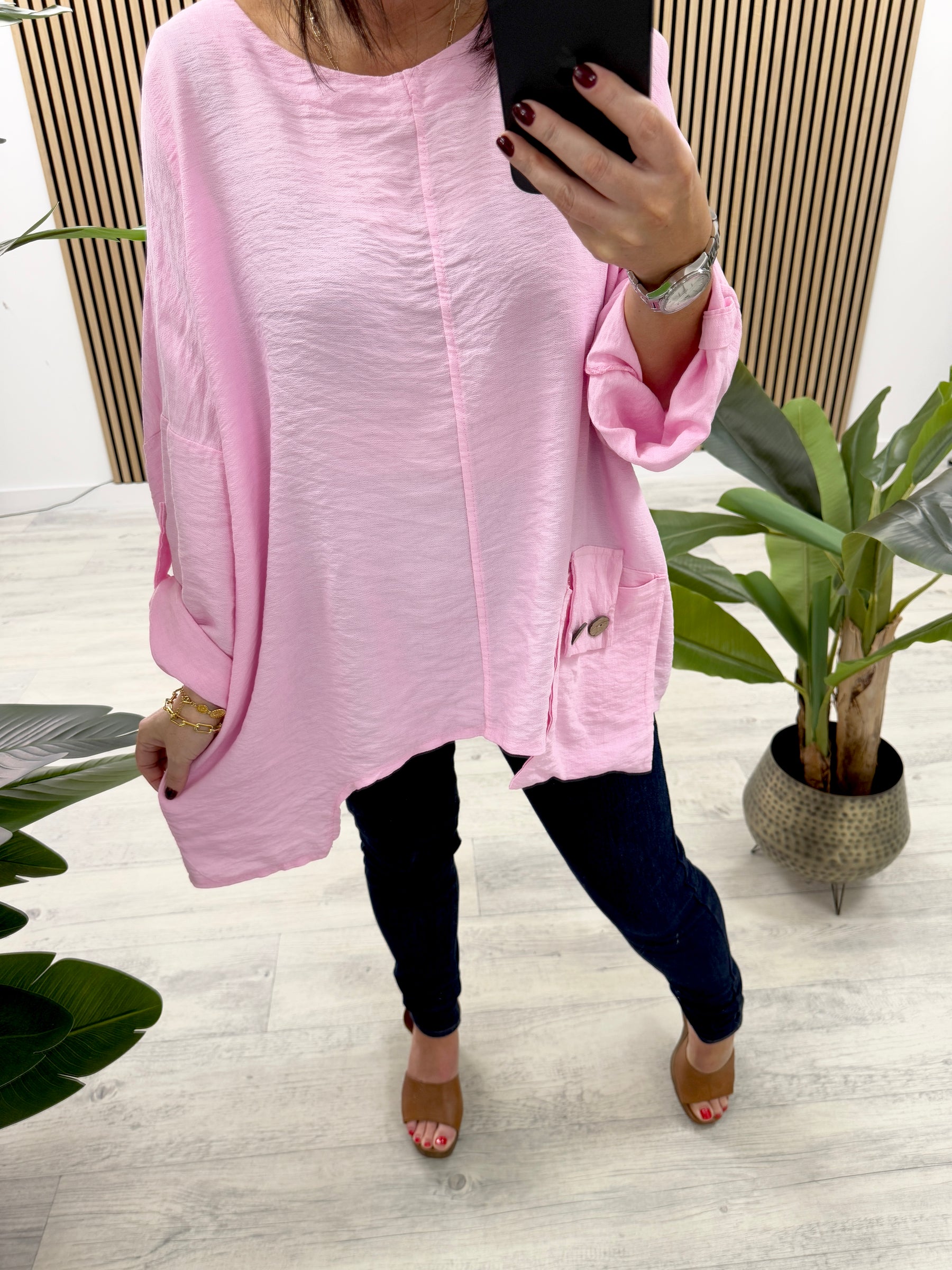 Siena Button Pocket Tunic - Pink