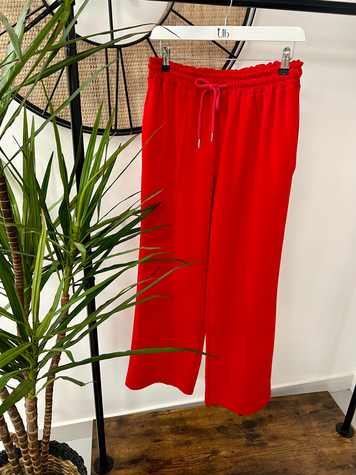 Wide Leg Seam Jogger (Plus)  - Red