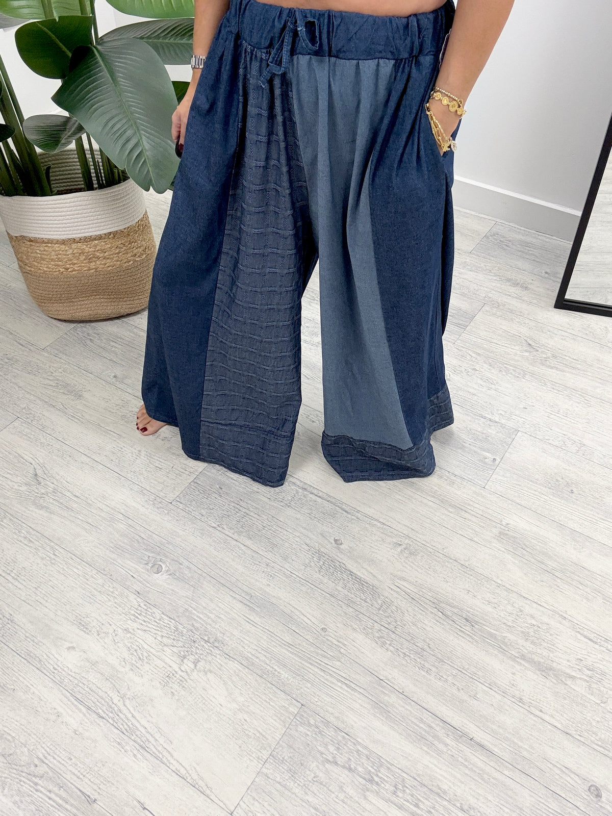 Denim Heaven Pattern Wide Leg Trouser