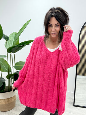 ★BF Special The Roco Chunky V Neck - Cerise