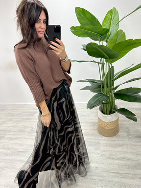 The Bradshaw Tulle Skirt - Chocolate Zebra