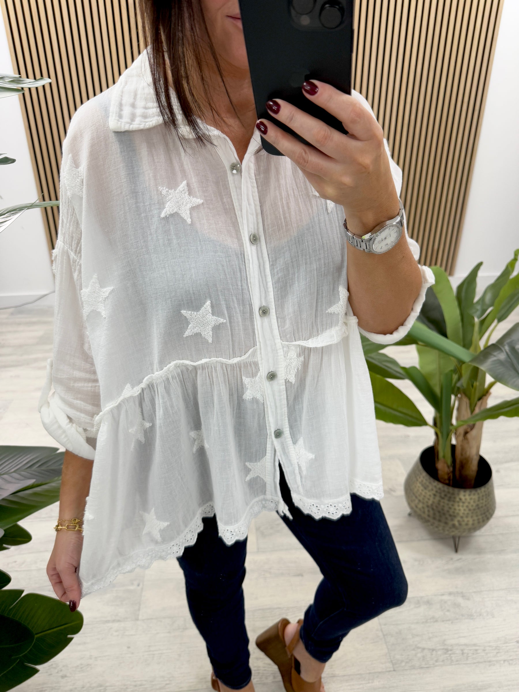 Super Star Frill Shirt - White