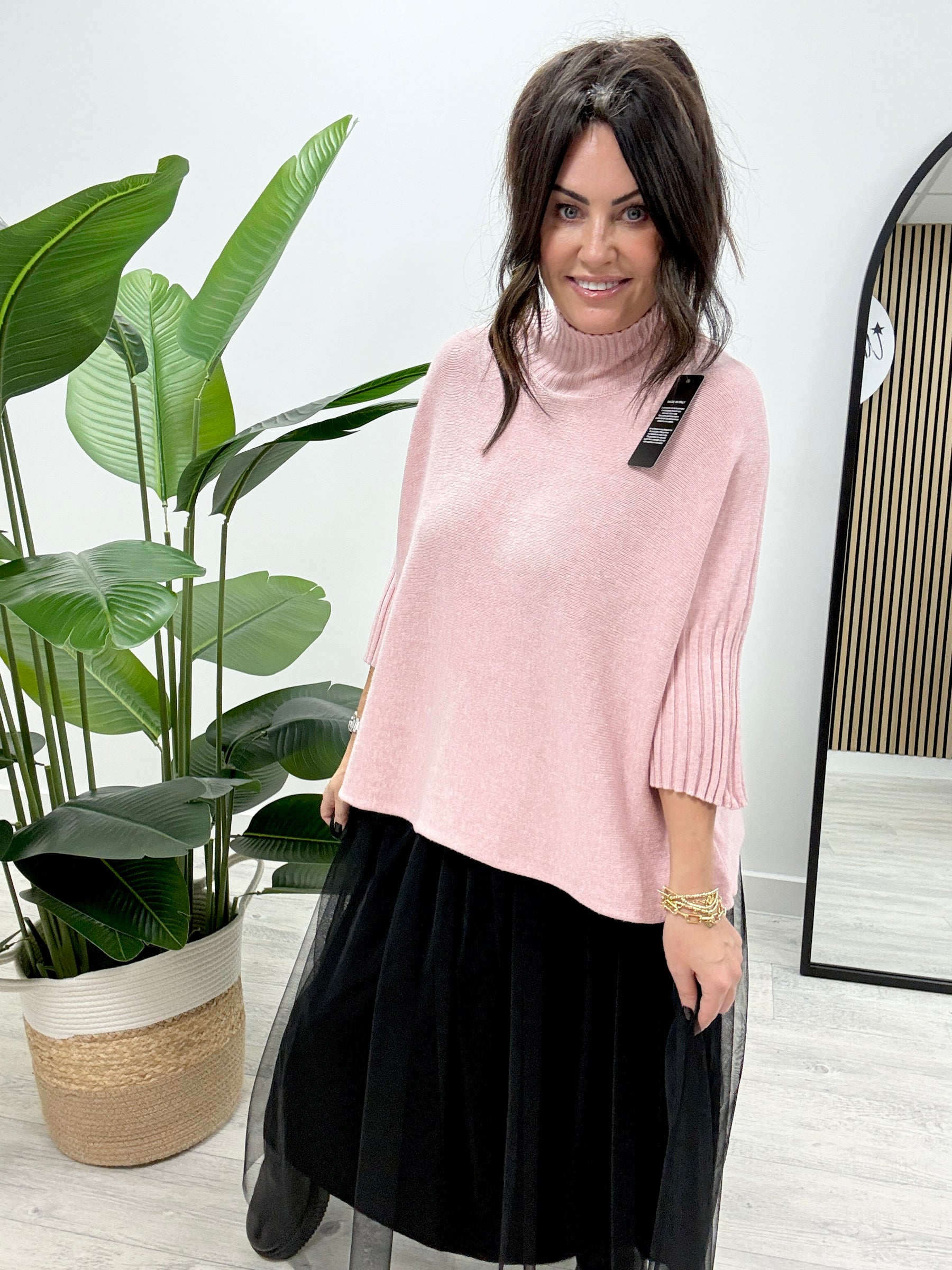 Crop Sleeve Knit - Blush