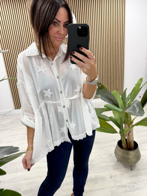 Super Star Frill Shirt - White