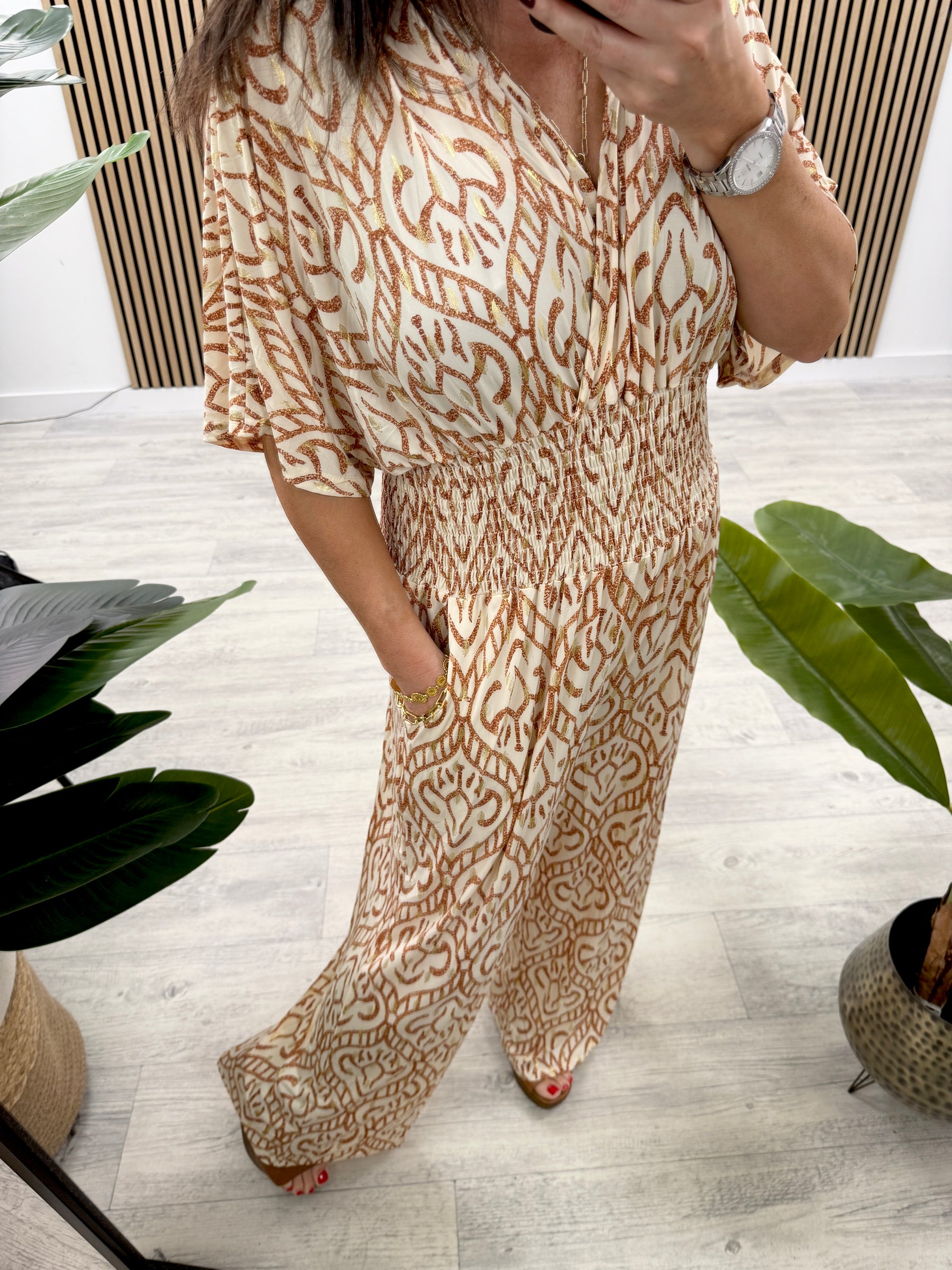 The Arabian Jumpsuit - Tan/Cream