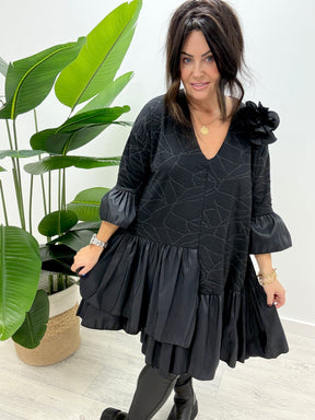 The Cosmo Frill Tunic - Black/Charcoal