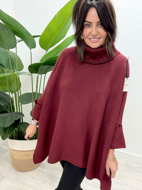 The Deluxe Kensington Crop Sleeve Knit - Deep Mulberry