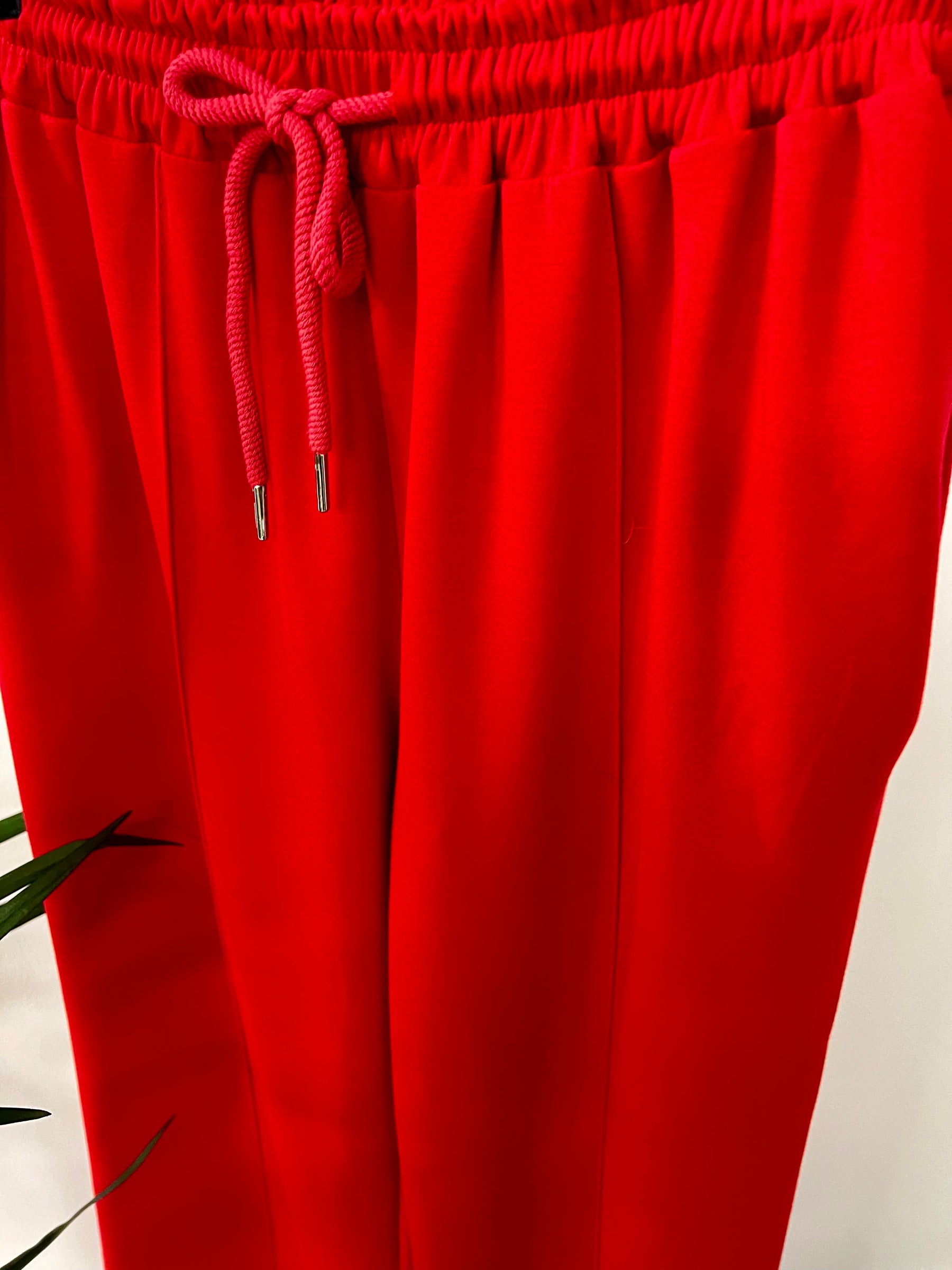 Wide Leg Seam Jogger (Plus)  - Red