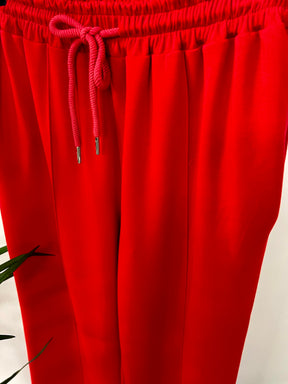 Wide Leg Seam Jogger (Plus)  - Red