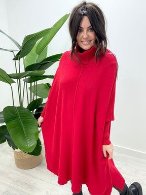 The Esme Jumper Dress - Red