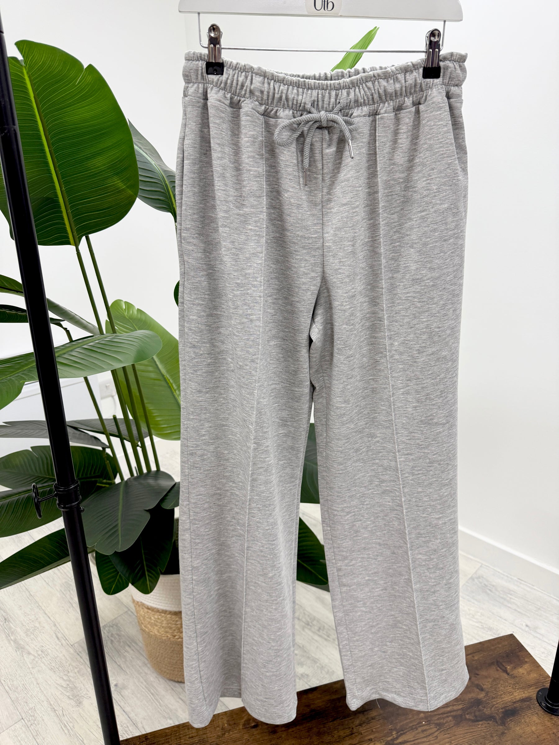 Wide Leg Seam Jogger (Plus)- marl Grey