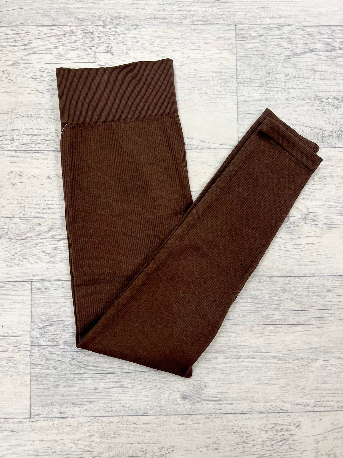 Sculpted Ribbed Leggings - Chocolate